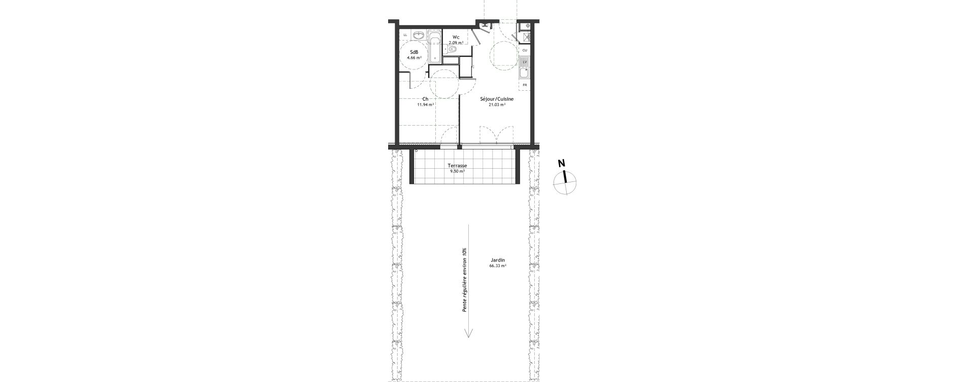 Appartement T2 de 39,72 m2 &agrave; Divonne-Les-Bains Centre