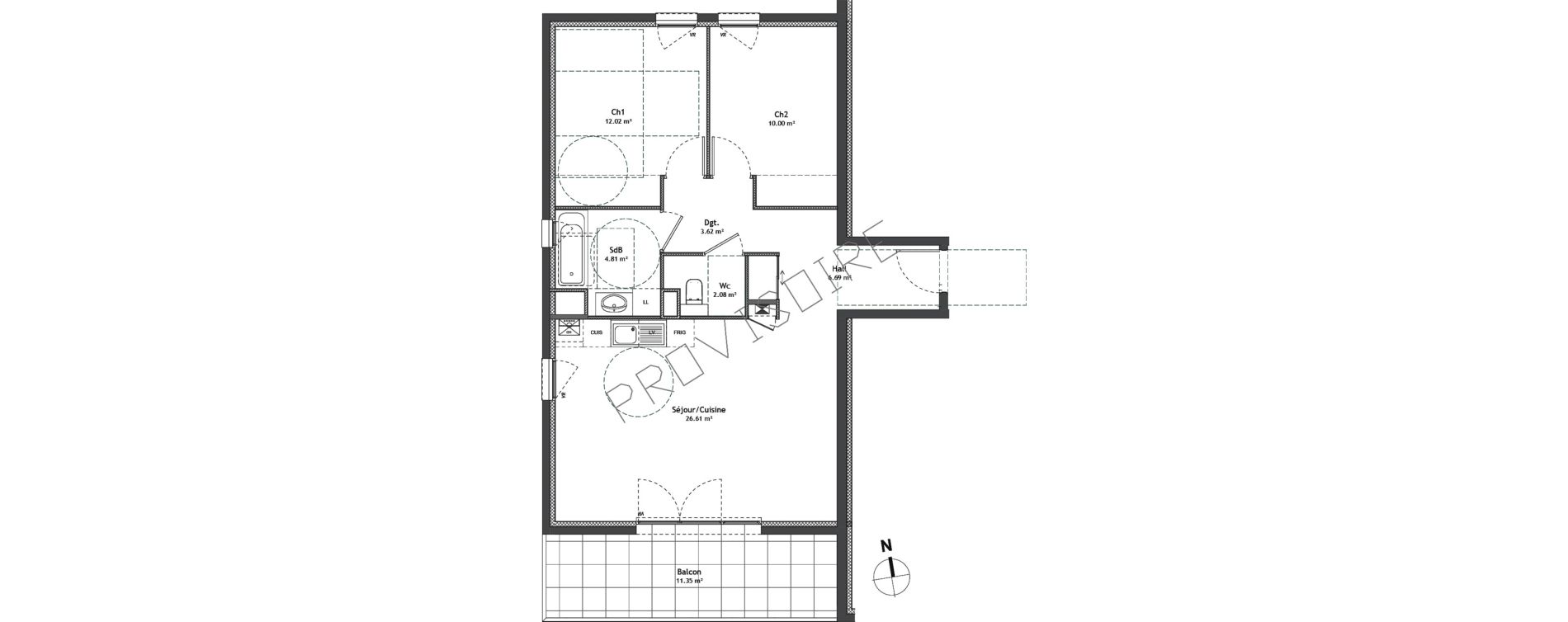Appartement T3 de 65,83 m2 &agrave; Divonne-Les-Bains Centre