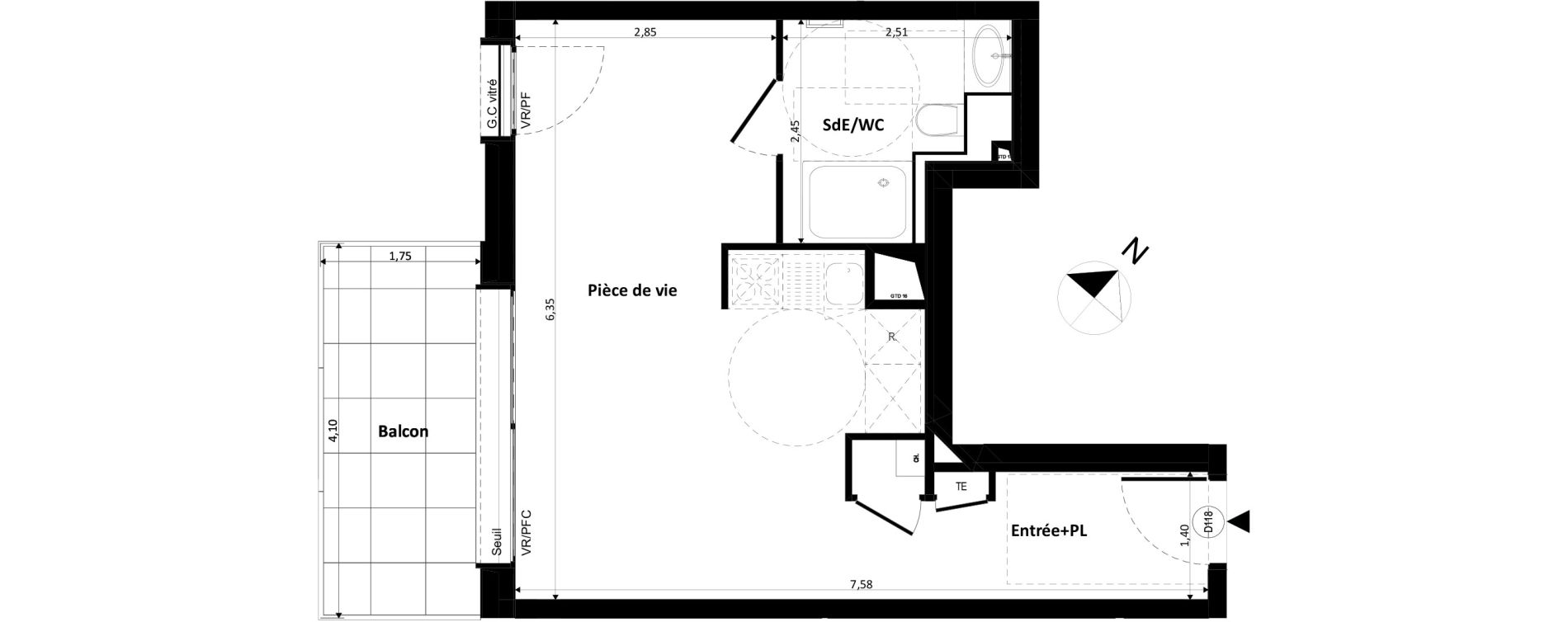 Appartement T1 de 32,53 m2 &agrave; Ferney-Voltaire Centre