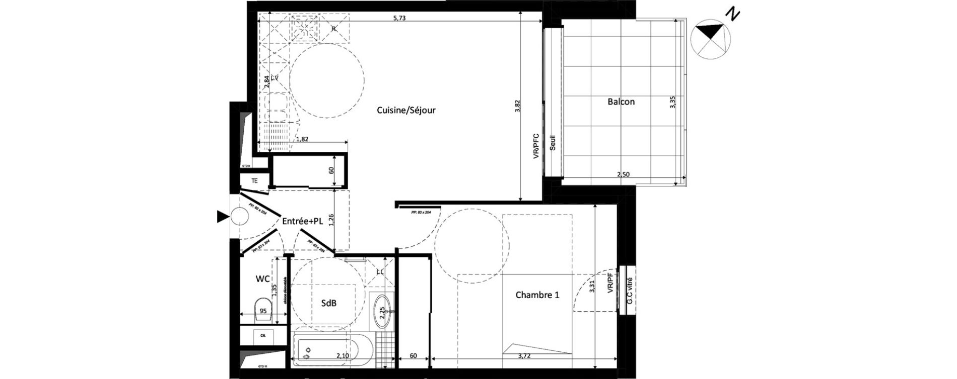 Appartement T2 de 45,37 m2 &agrave; Ferney-Voltaire Centre
