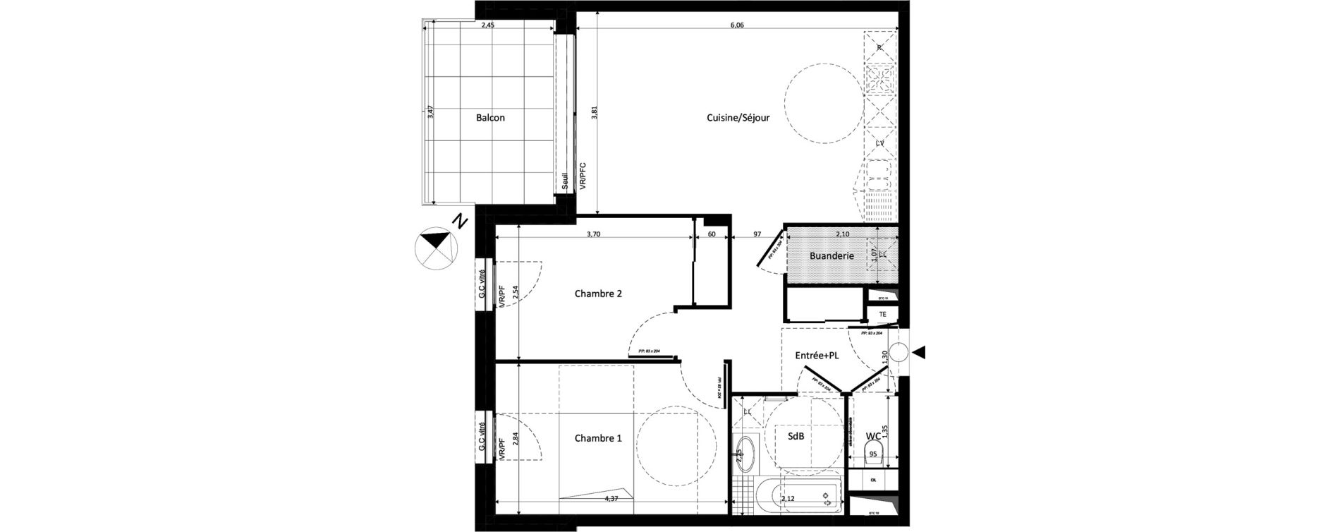 Appartement T3 de 62,53 m2 &agrave; Ferney-Voltaire Centre