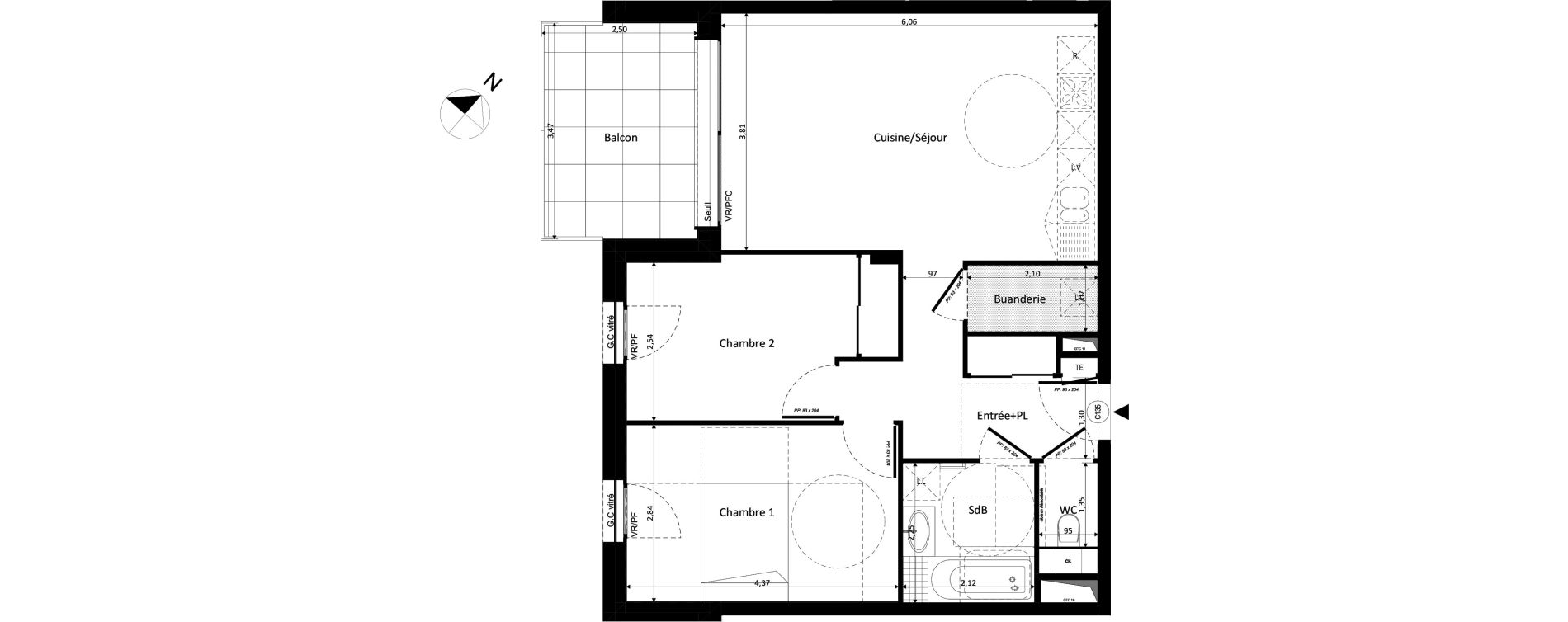 Appartement T3 de 62,53 m2 &agrave; Ferney-Voltaire Centre