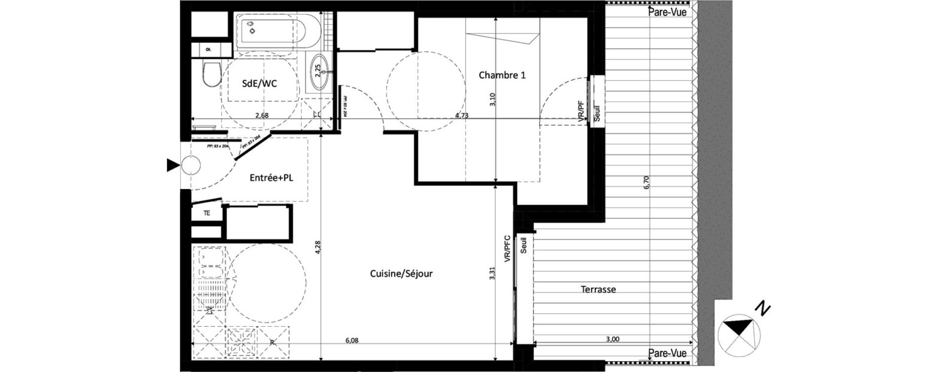 Appartement T2 de 42,77 m2 à Ferney-Voltaire Centre