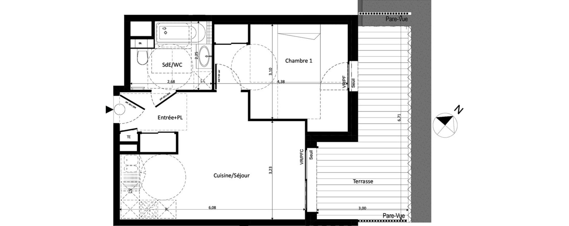 Appartement T2 de 41,29 m2 &agrave; Ferney-Voltaire Centre