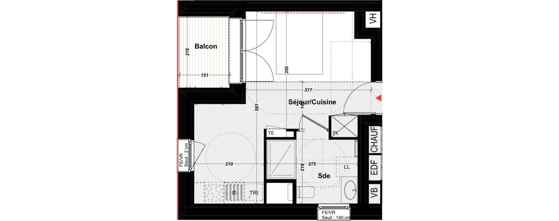 Appartement T1 de 23,85 m2 &agrave; Ferney-Voltaire Zac paimboeuf