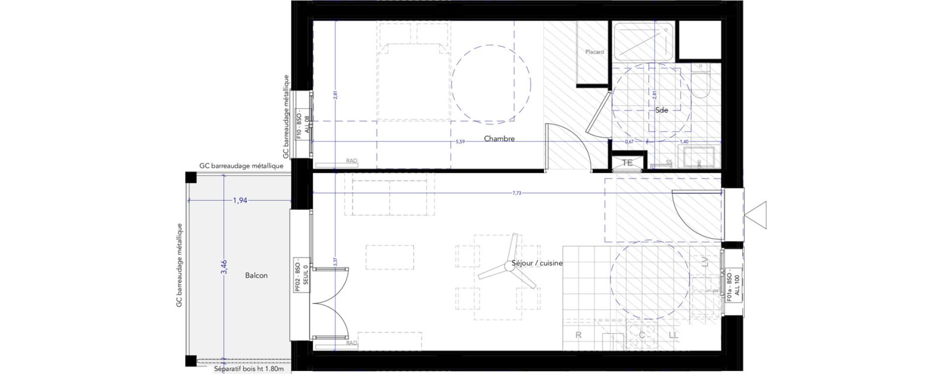 Appartement T2 de 46,46 m2 &agrave; Ferney-Voltaire Centre