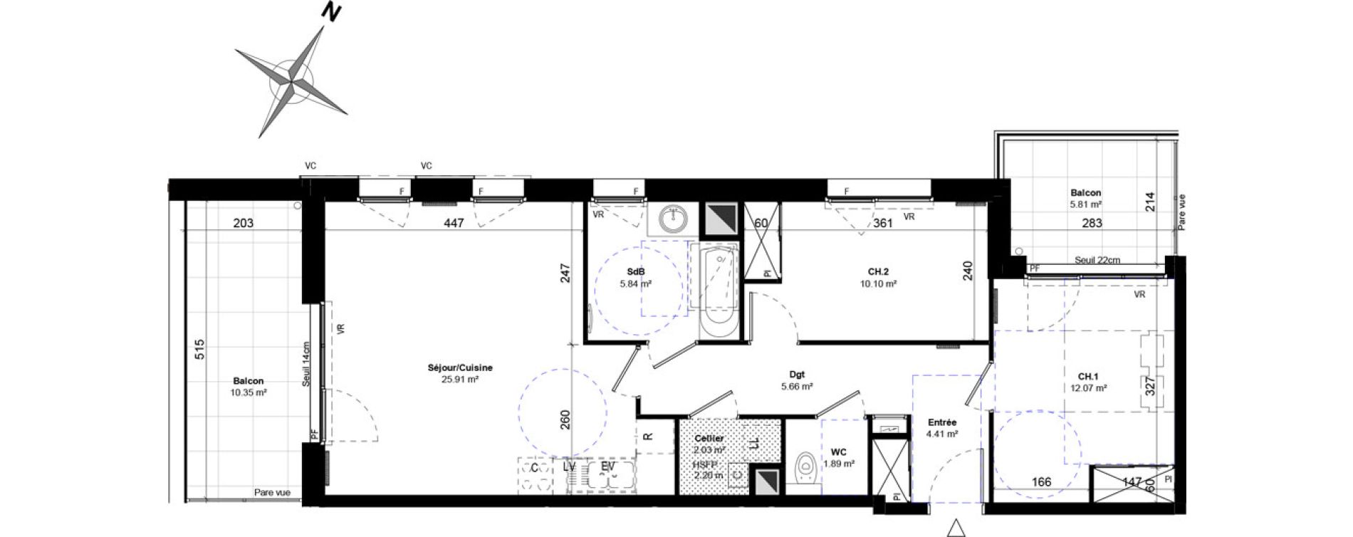 Appartement T3 de 67,91 m2 &agrave; Gex Centre