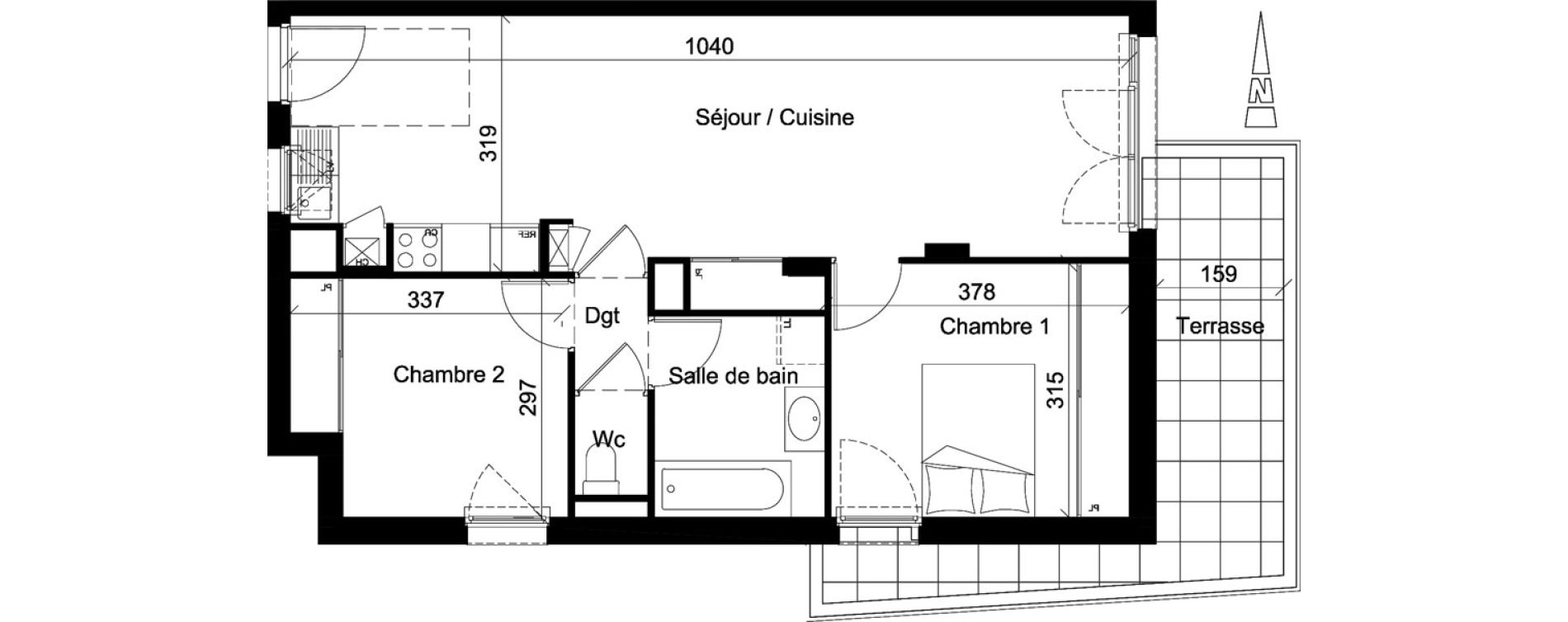 Appartement T3 de 61,20 m2 &agrave; Jassans-Riottier Centre