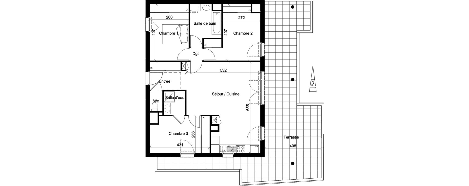 Appartement T4 de 79,54 m2 &agrave; Jassans-Riottier Centre