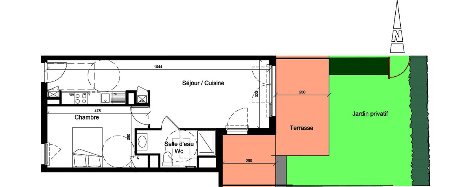 Appartement T2 de 45,90 m2 &agrave; Jassans-Riottier Centre