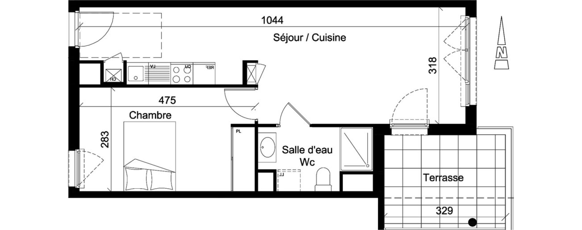 Appartement T2 de 45,37 m2 &agrave; Jassans-Riottier Centre