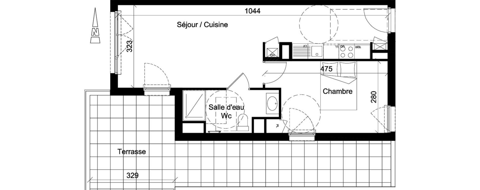 Appartement T2 de 45,23 m2 &agrave; Jassans-Riottier Centre