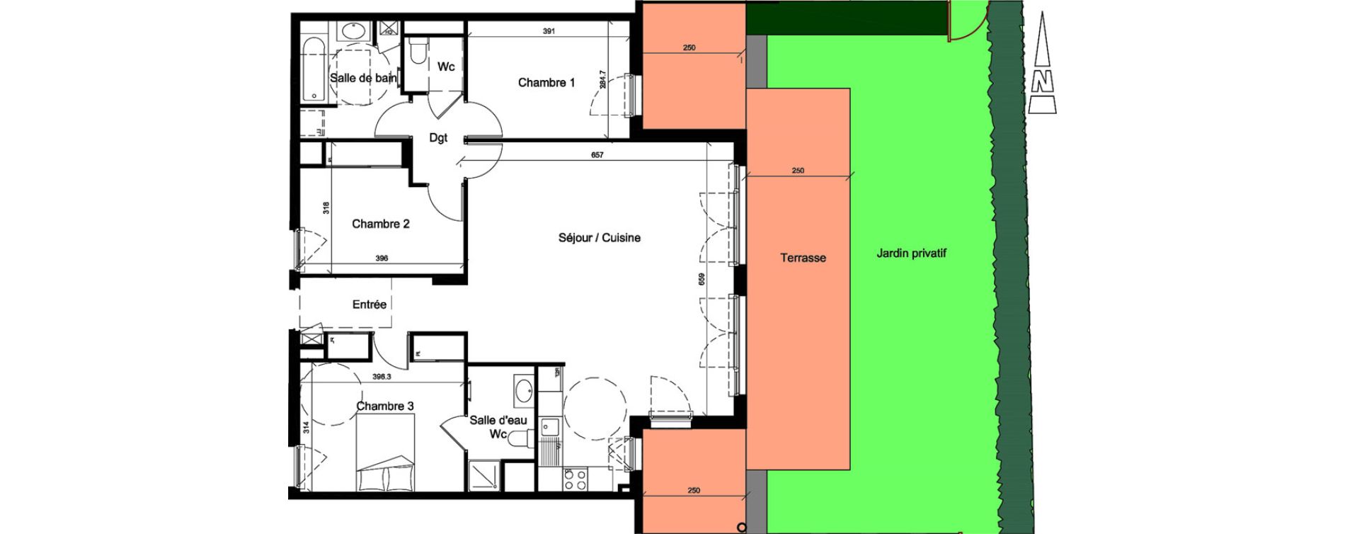 Appartement T4 de 101,37 m2 &agrave; Jassans-Riottier Centre