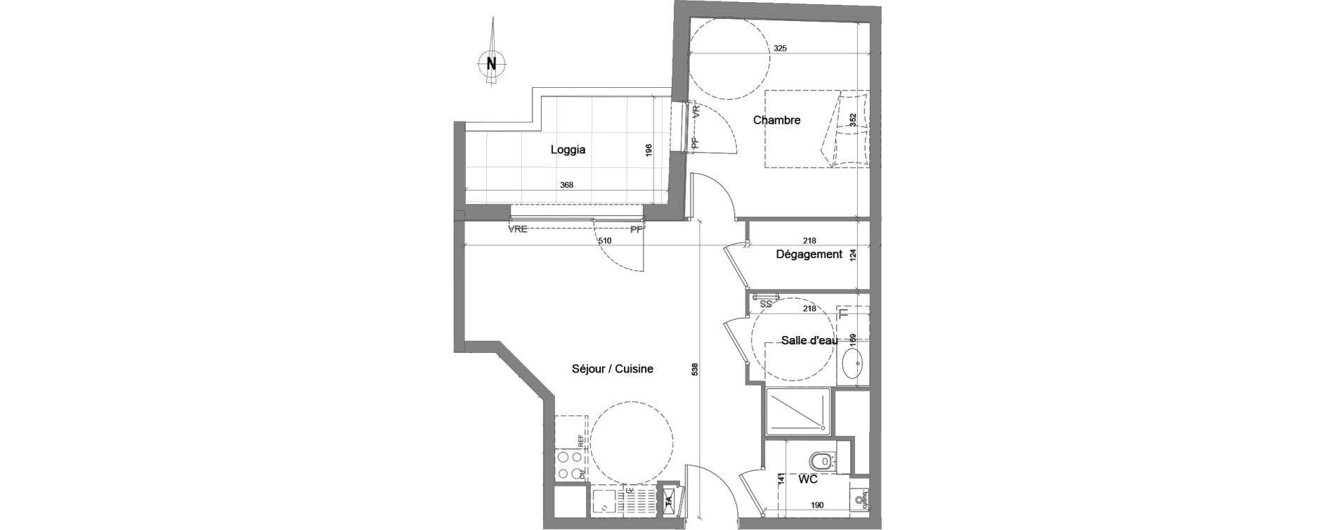 Appartement T2 de 44,36 m2 &agrave; Jassans-Riottier Centre