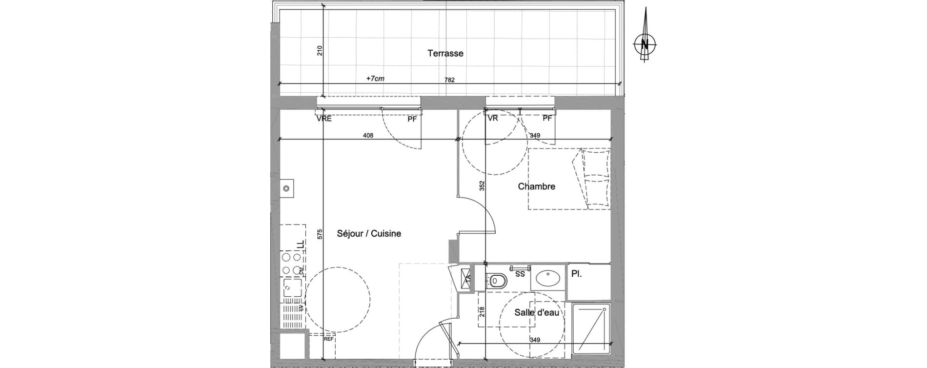 Appartement T2 de 42,59 m2 &agrave; Jassans-Riottier Centre