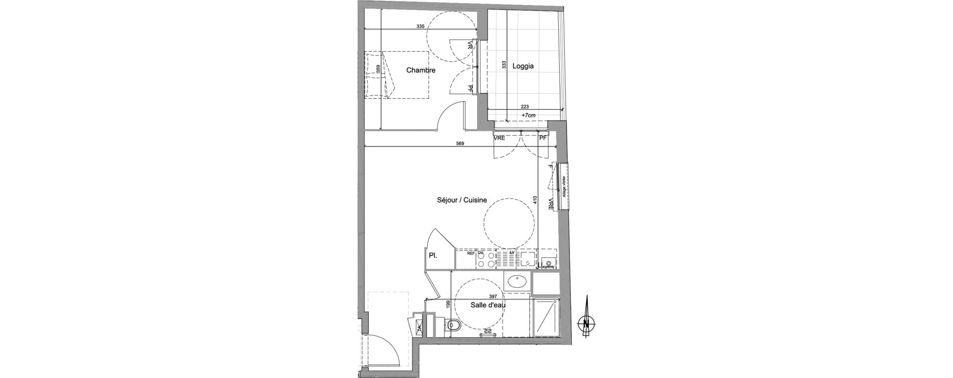 Appartement T2 de 47,02 m2 &agrave; Jassans-Riottier Centre