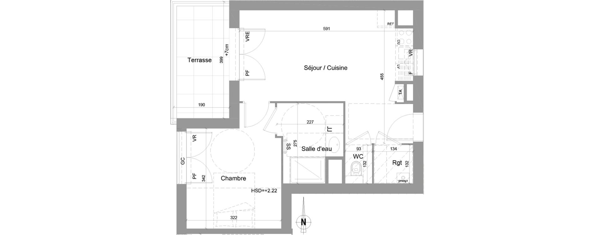 Appartement T2 de 41,26 m2 &agrave; Jassans-Riottier Centre