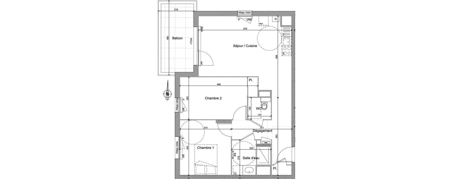 Appartement T3 de 60,95 m2 &agrave; Jassans-Riottier Centre