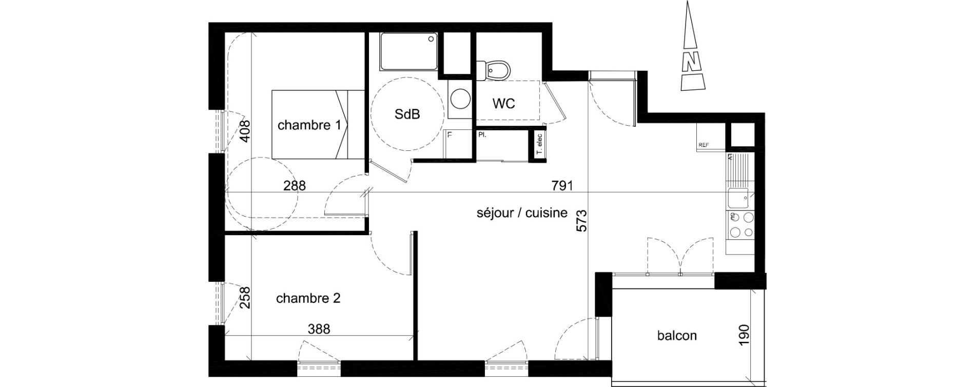 Appartement T3 de 58,27 m2 &agrave; Jassans-Riottier Centre
