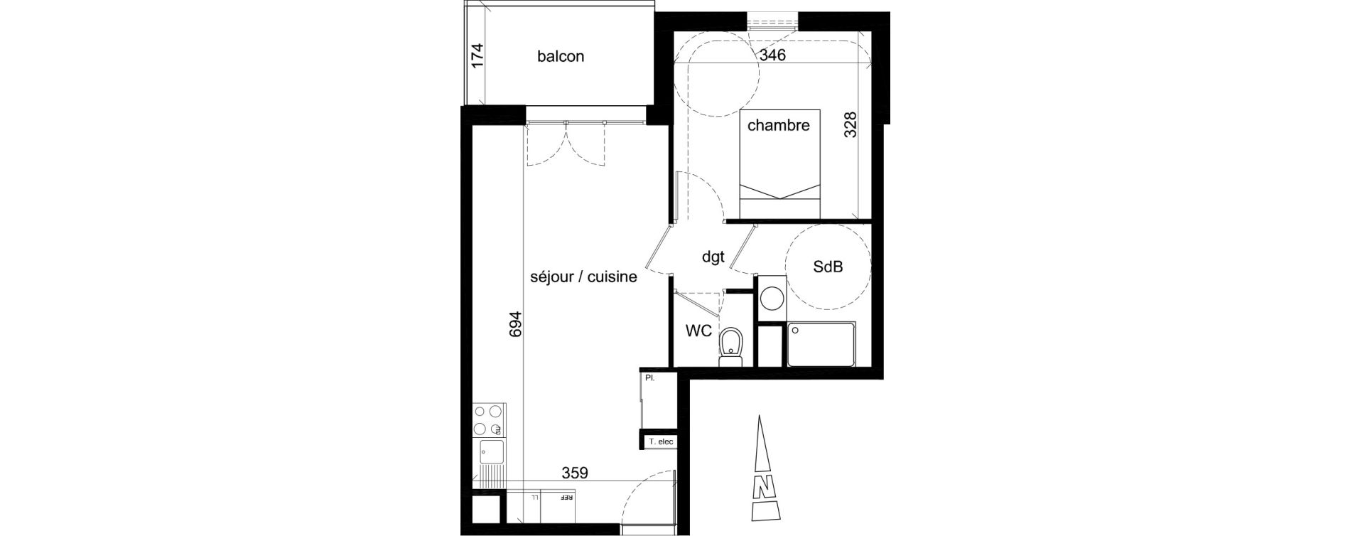 Appartement T2 de 43,01 m2 &agrave; Jassans-Riottier Centre