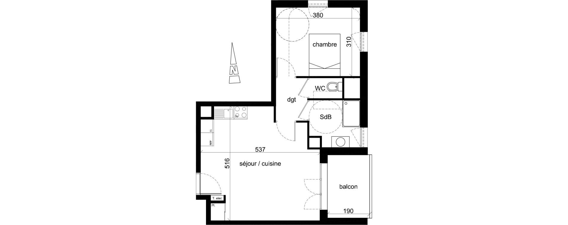 Appartement T2 de 44,91 m2 &agrave; Jassans-Riottier Centre