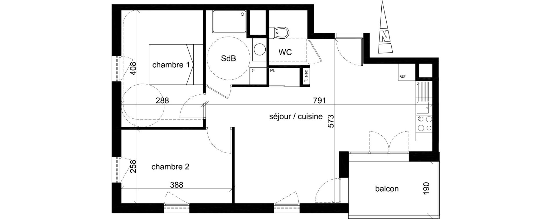 Appartement T3 de 58,27 m2 à Jassans-Riottier Centre