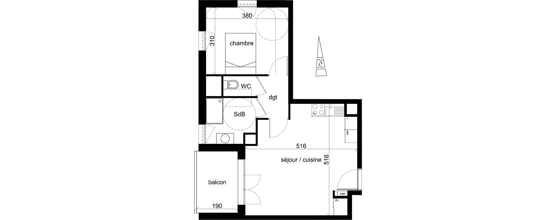 Appartement T2 de 43,83 m2 &agrave; Jassans-Riottier Centre