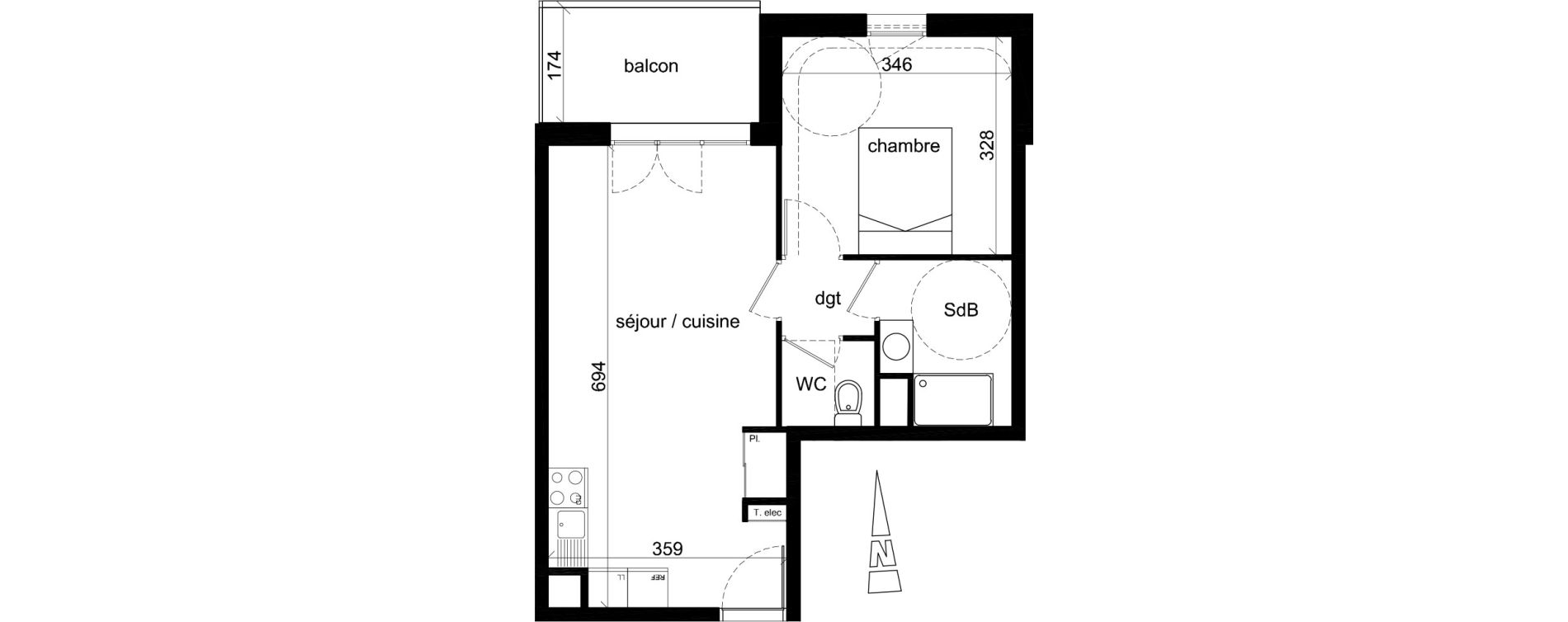 Appartement T2 de 43,01 m2 &agrave; Jassans-Riottier Centre