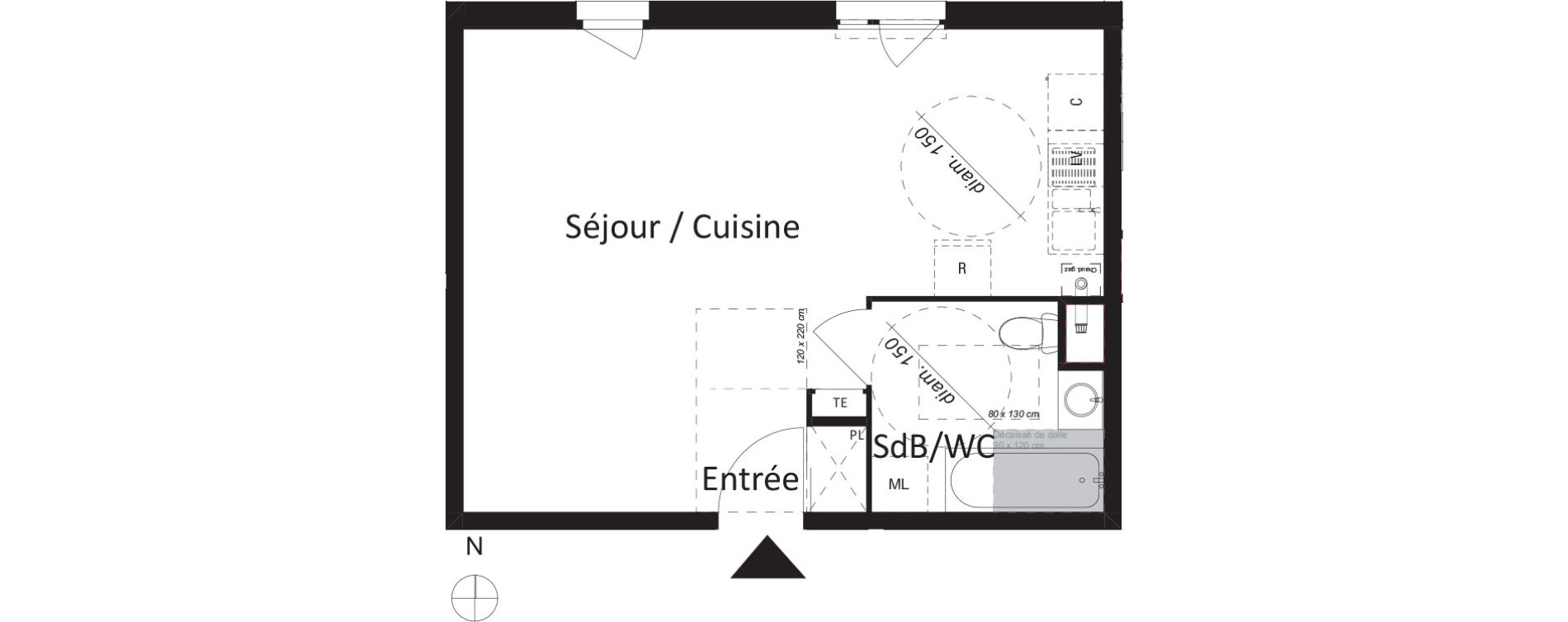 Appartement T1 de 35,52 m2 &agrave; Jassans-Riottier Centre