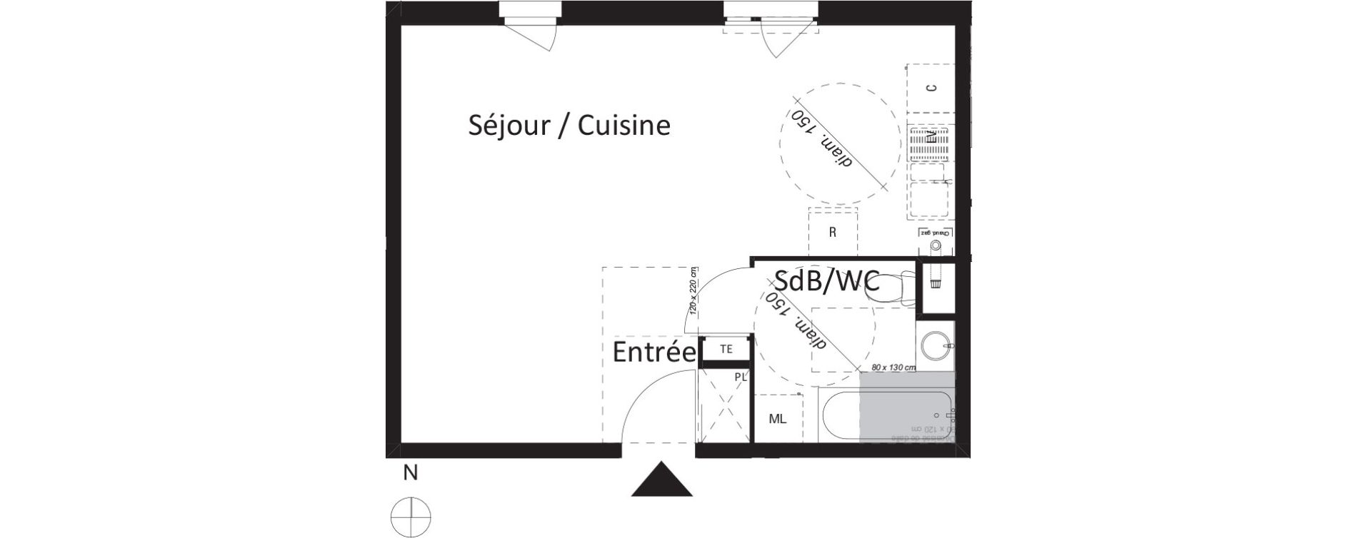 Appartement T1 de 35,51 m2 &agrave; Jassans-Riottier Centre