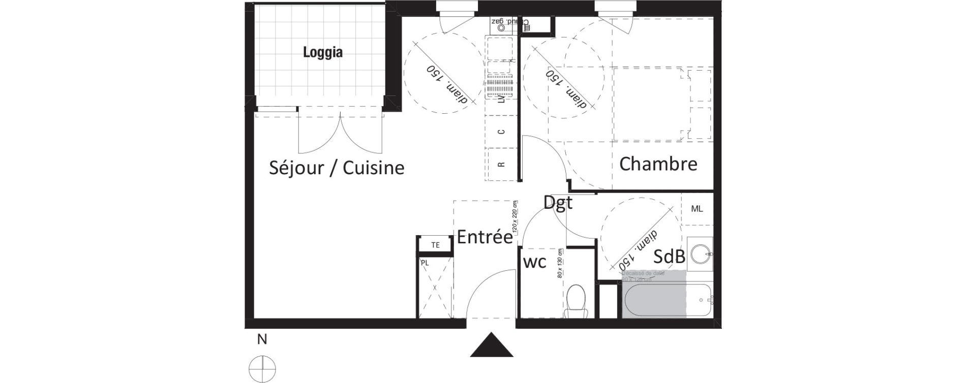 Appartement T2 de 42,20 m2 &agrave; Jassans-Riottier Centre