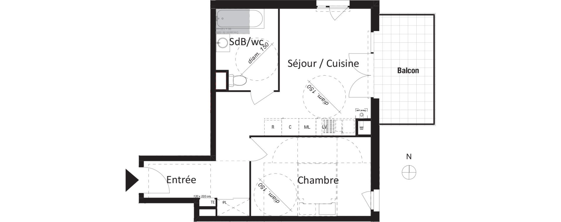Appartement T2 de 42,78 m2 &agrave; Jassans-Riottier Centre