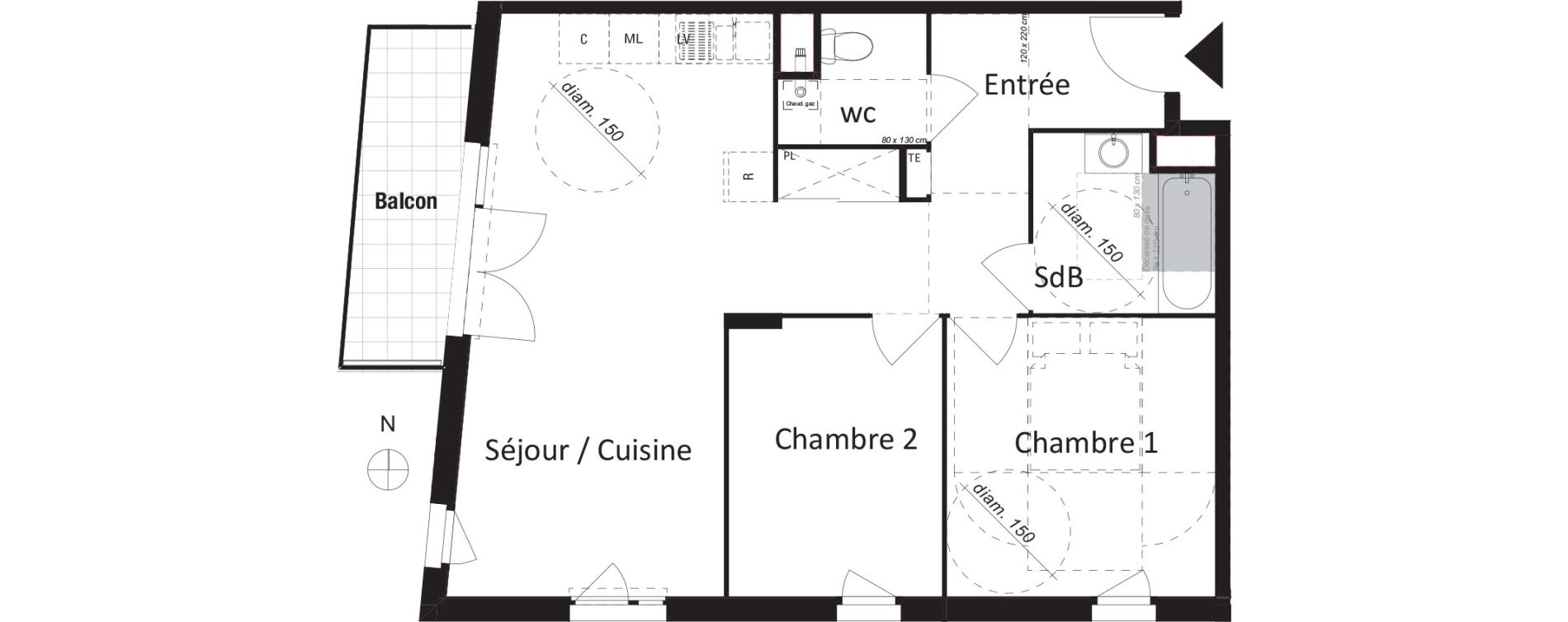 Appartement T3 de 61,76 m2 &agrave; Jassans-Riottier Centre