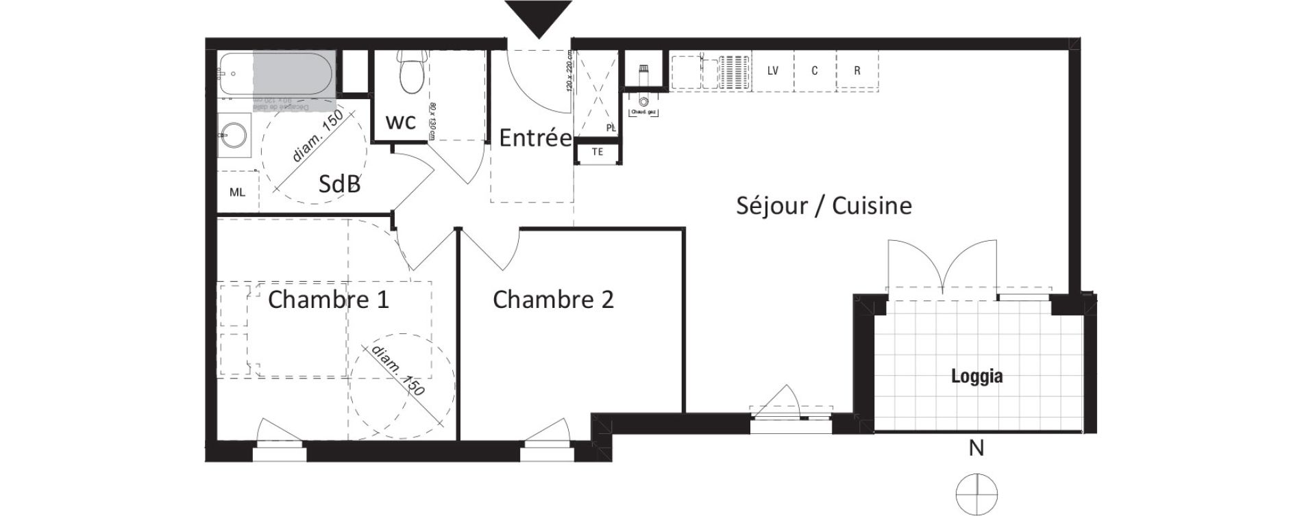 Appartement T3 de 59,36 m2 &agrave; Jassans-Riottier Centre