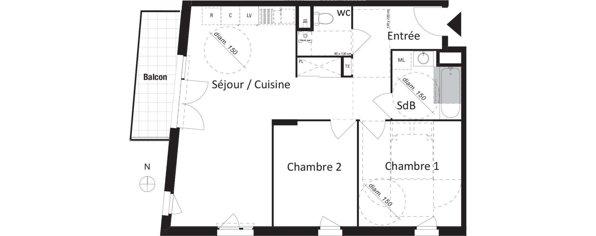 Appartement T3 de 61,78 m2 &agrave; Jassans-Riottier Centre