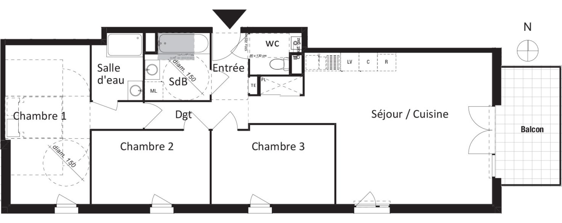 Appartement T4 de 82,57 m2 &agrave; Jassans-Riottier Centre