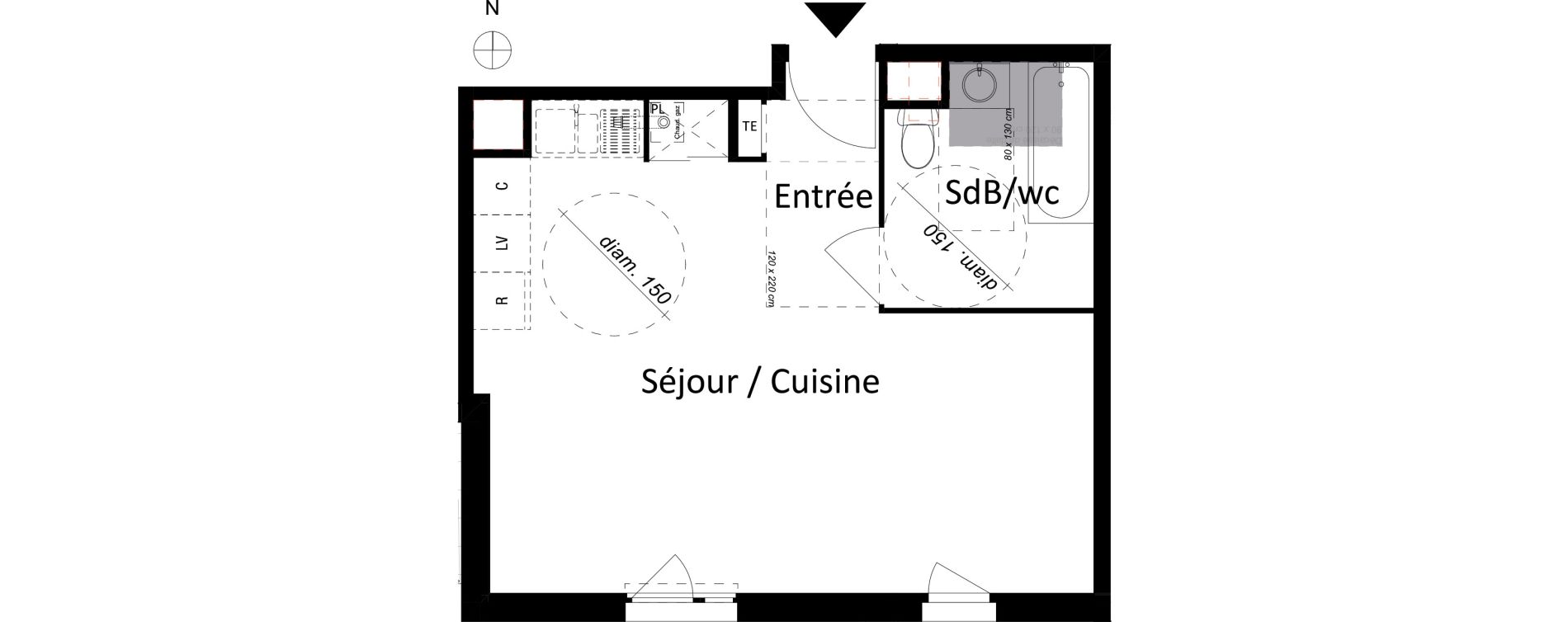 Appartement T1 de 34,29 m2 &agrave; Jassans-Riottier Centre
