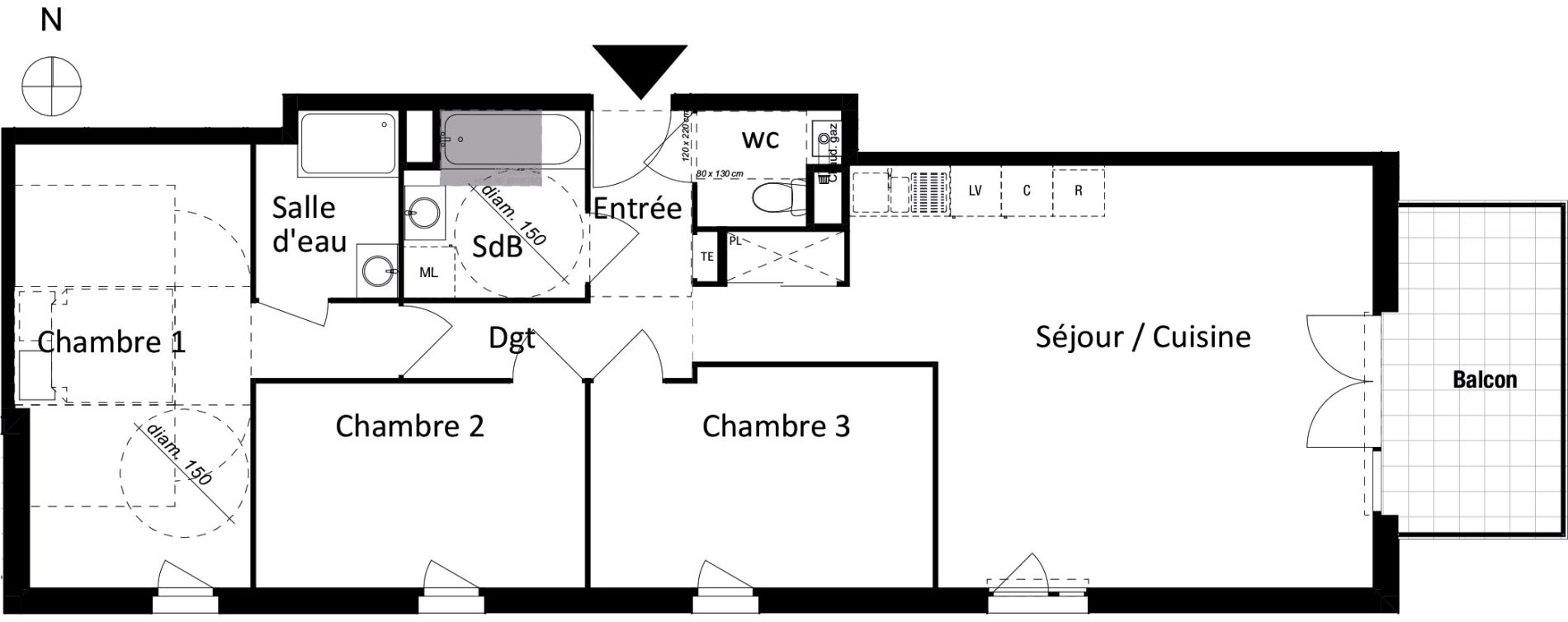 Appartement T4 de 82,57 m2 &agrave; Jassans-Riottier Centre