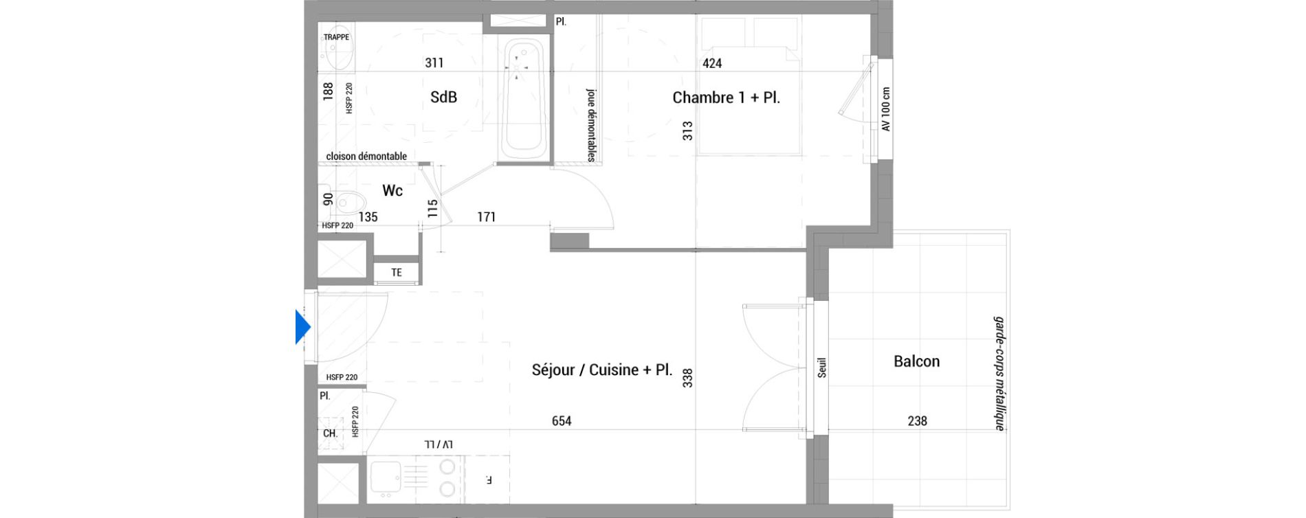 Appartement T2 de 42,85 m2 &agrave; Jassans-Riottier Centre