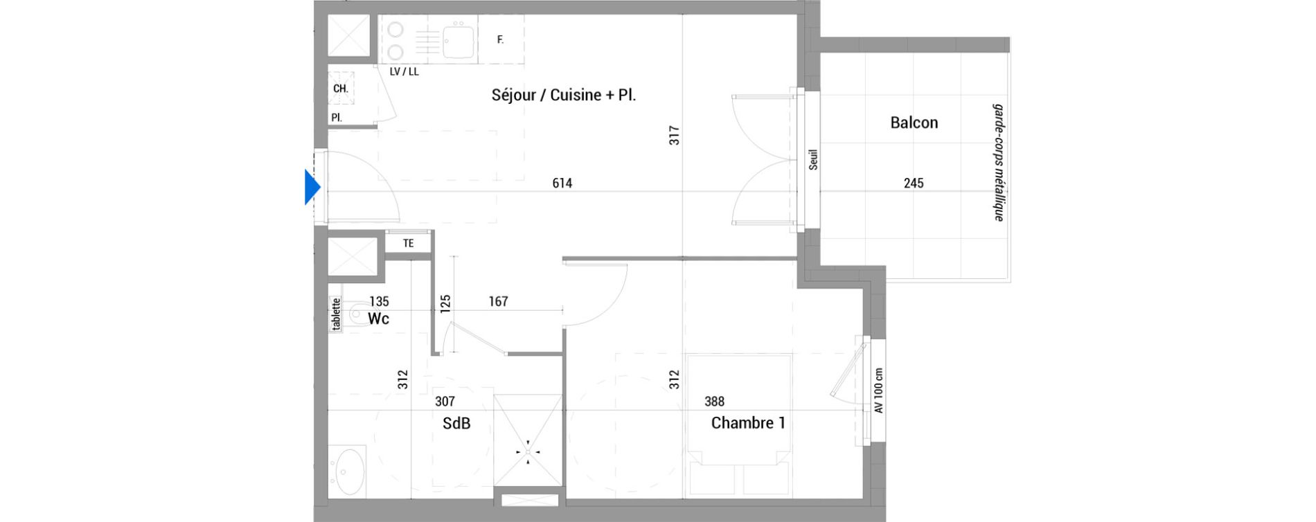 Appartement T2 de 39,40 m2 &agrave; Jassans-Riottier Centre