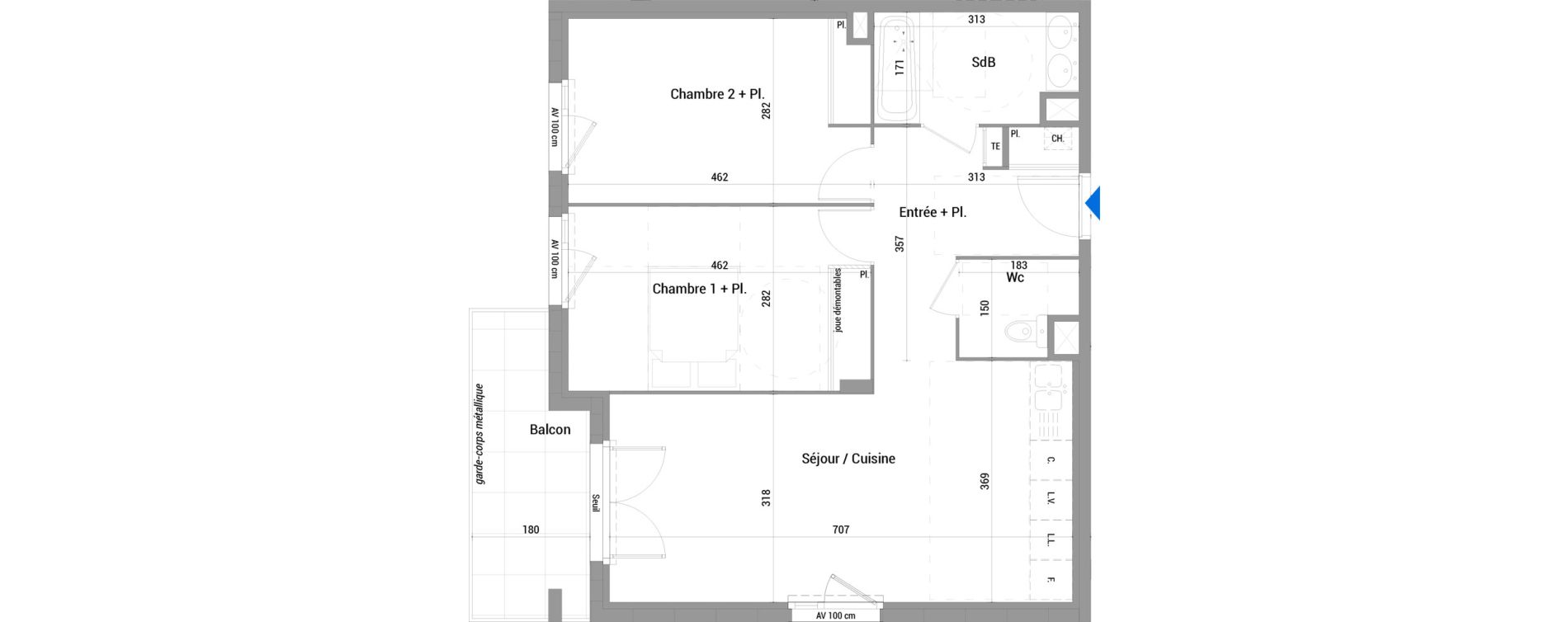 Appartement T3 de 65,05 m2 &agrave; Jassans-Riottier Centre