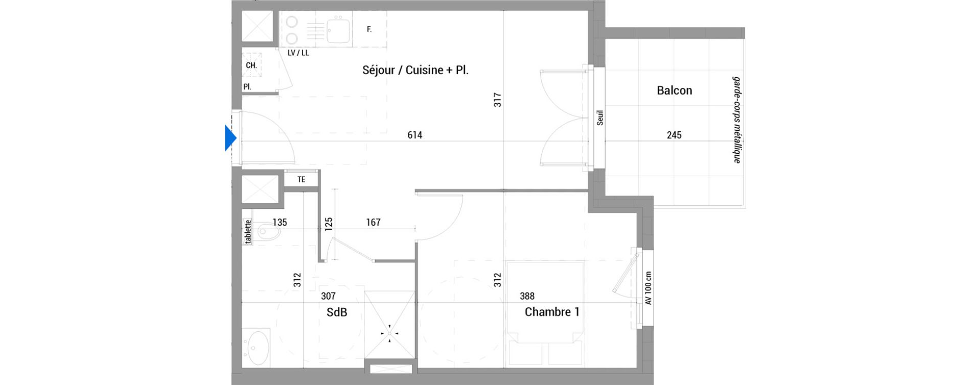 Appartement T2 de 39,40 m2 &agrave; Jassans-Riottier Centre