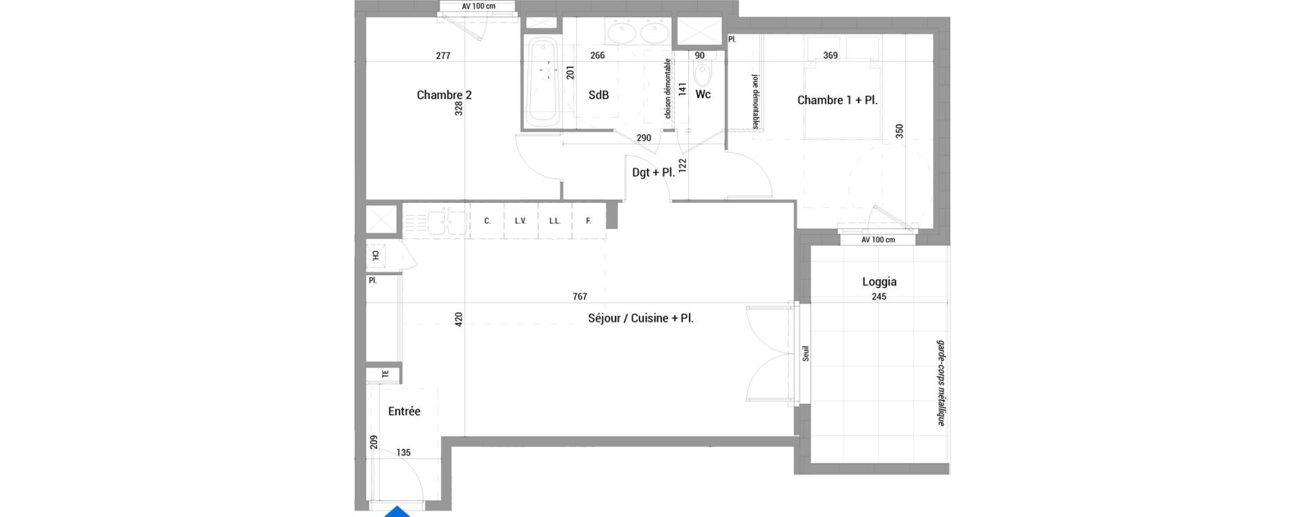 Appartement T3 de 64,90 m2 &agrave; Jassans-Riottier Centre