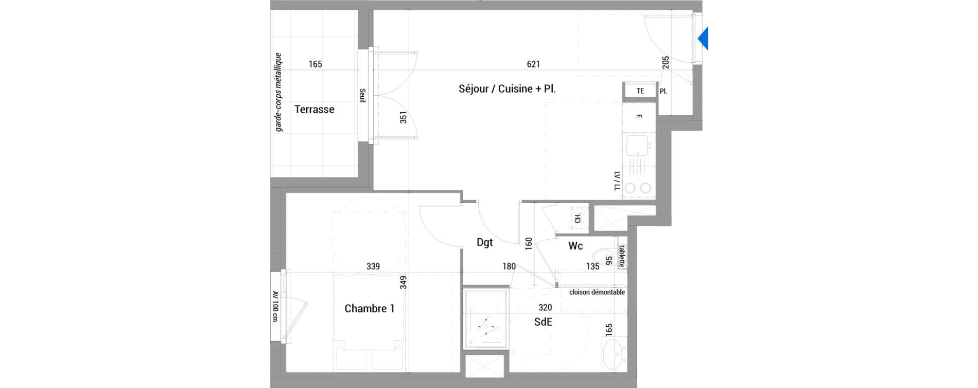 Appartement T2 de 42,30 m2 &agrave; Jassans-Riottier Centre