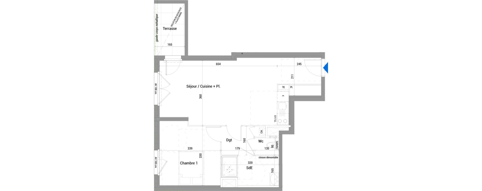 Appartement T2 de 50,05 m2 &agrave; Jassans-Riottier Centre