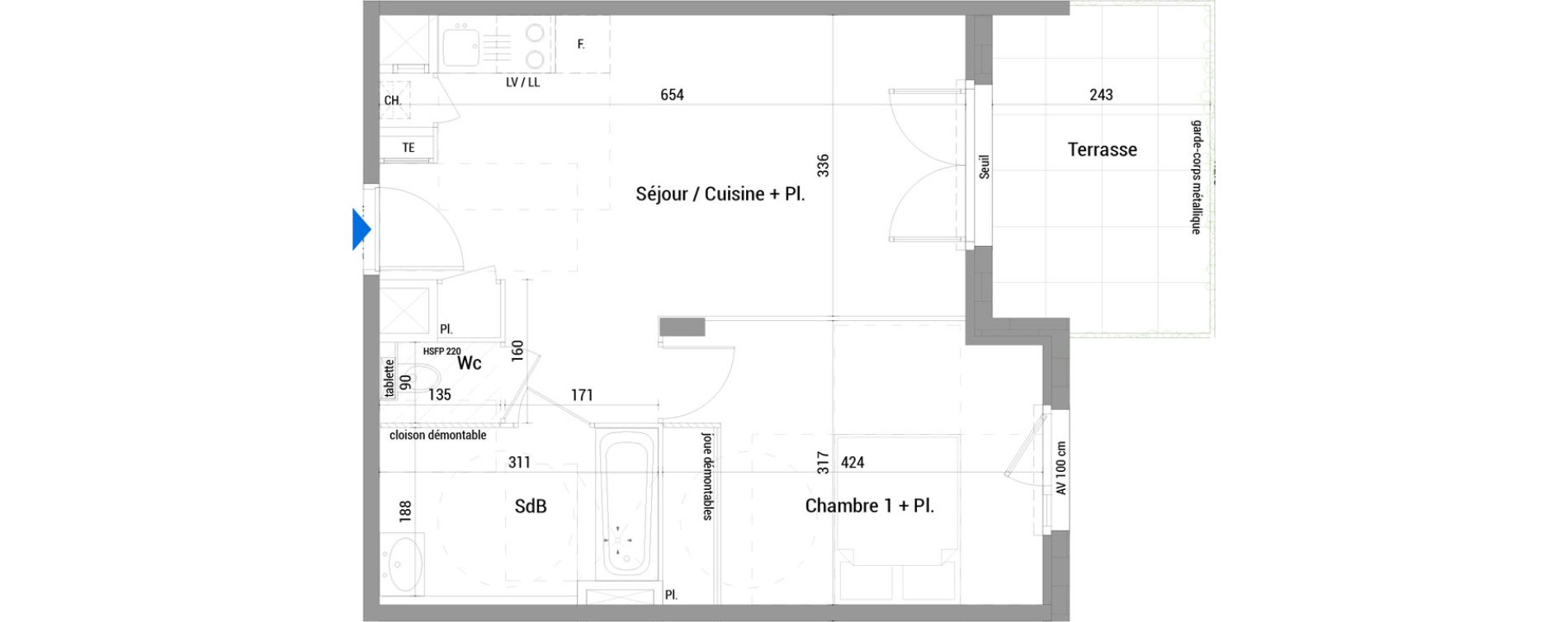 Appartement T2 de 43,10 m2 &agrave; Jassans-Riottier Centre