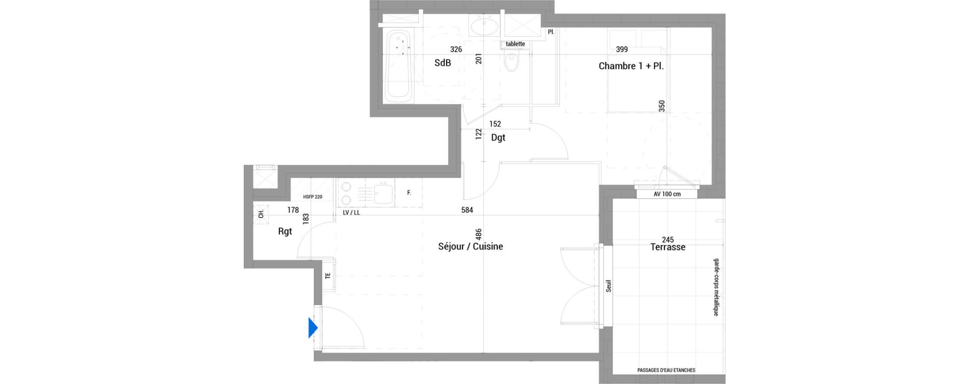 Appartement T2 de 47,55 m2 &agrave; Jassans-Riottier Centre