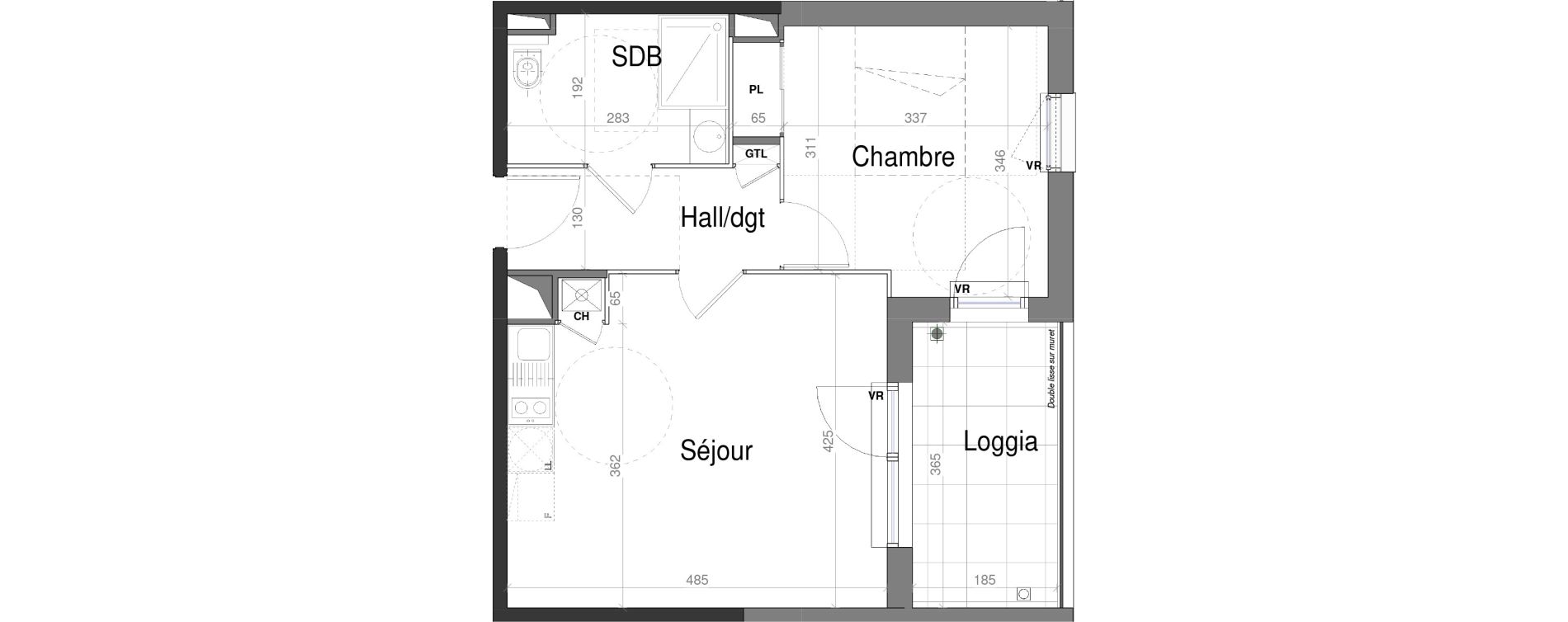 Appartement T2 de 41,98 m2 &agrave; Jassans-Riottier Centre