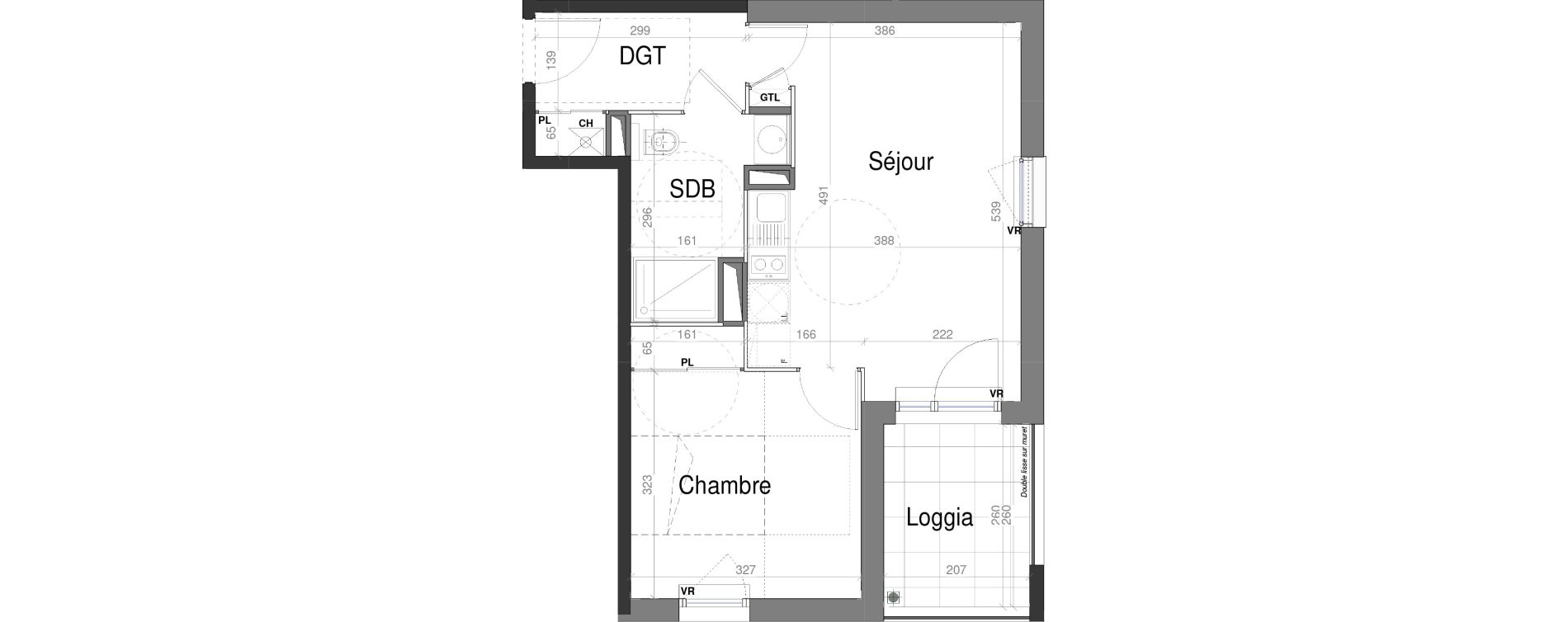 Appartement T2 de 40,46 m2 &agrave; Jassans-Riottier Centre