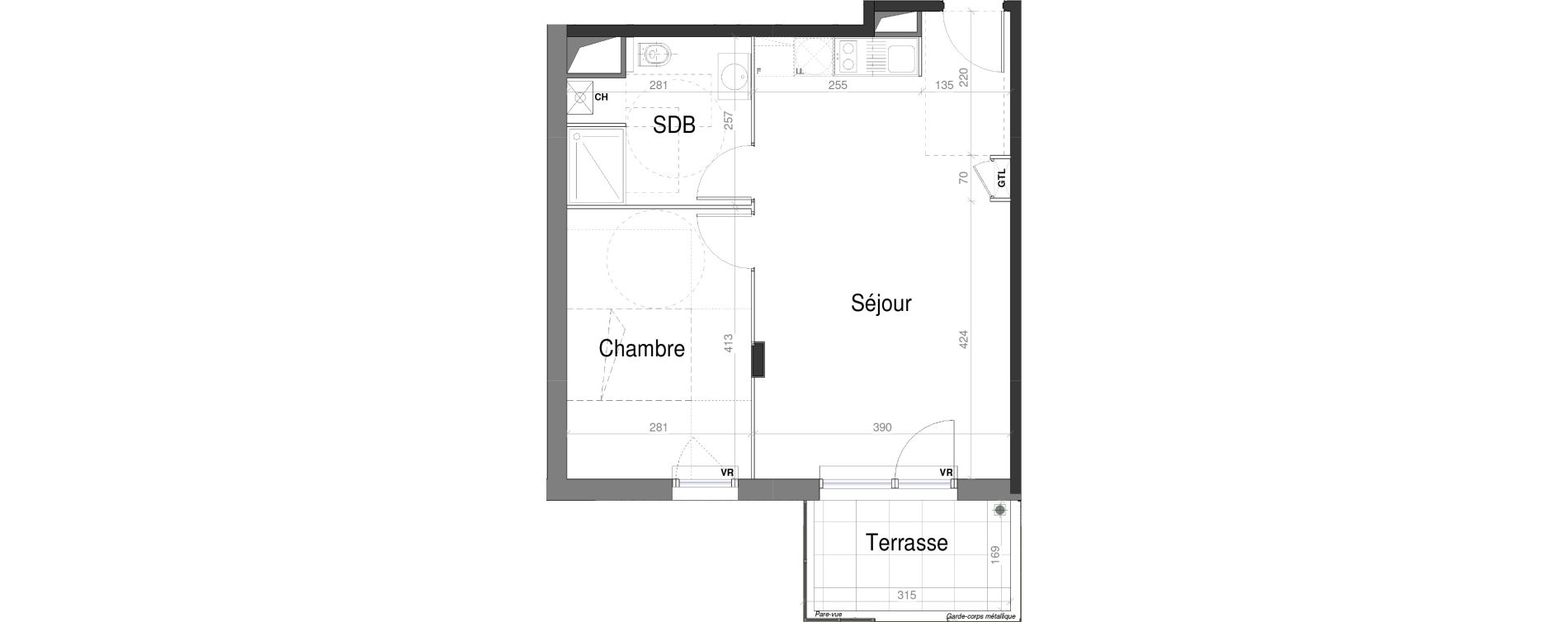 Appartement T2 de 44,76 m2 &agrave; Jassans-Riottier Centre